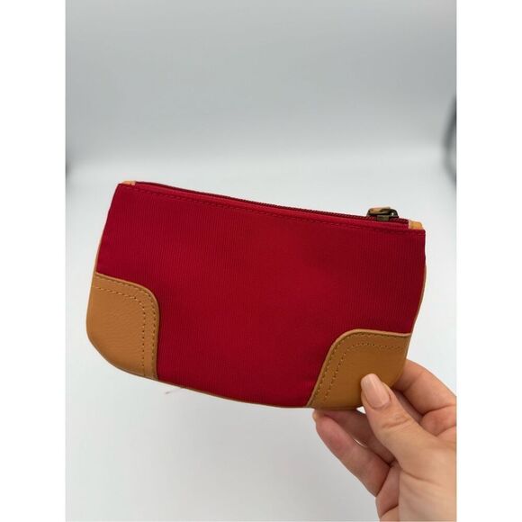 MaggiB Classic Red Brown Leather Accented Zipper Pouch - Picture 2 of 6